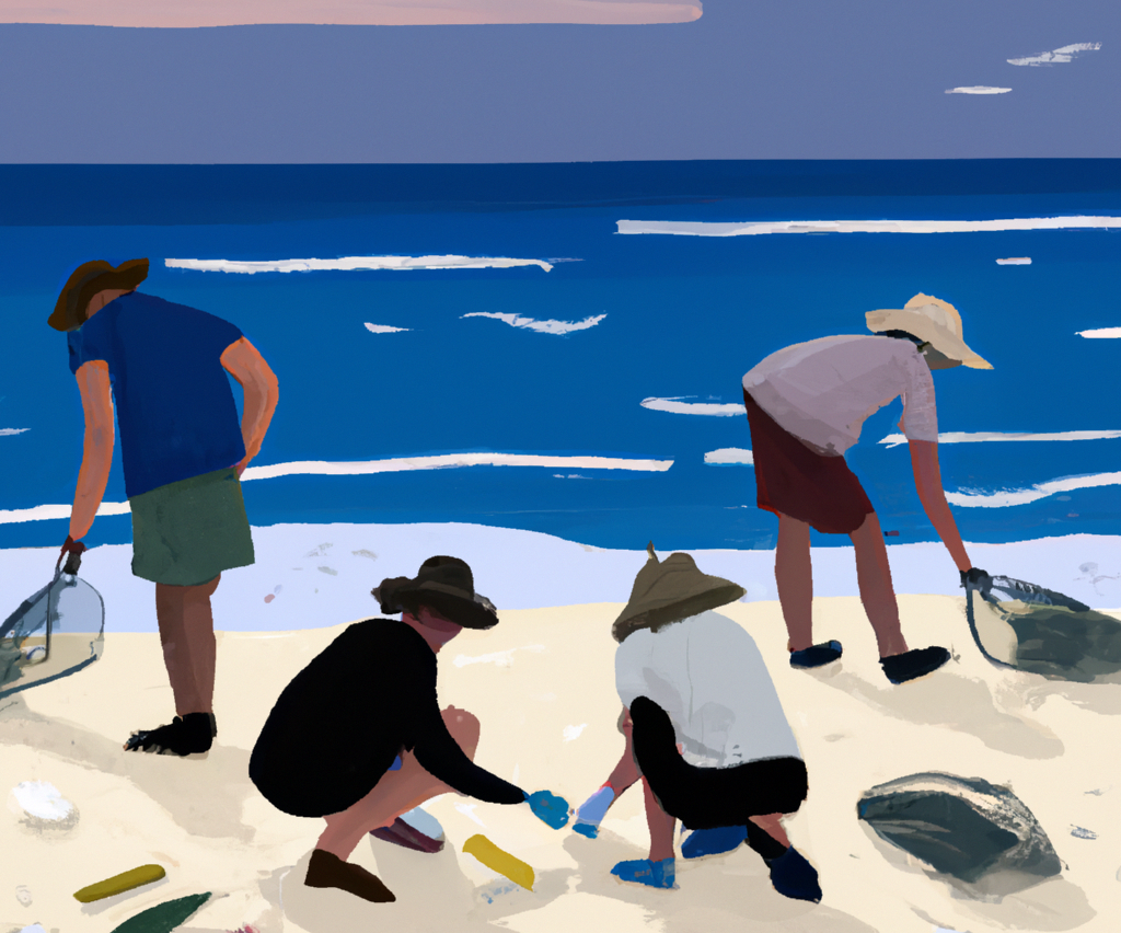 Metodi di raccolta della plastica. Raccolta manuale della plastica in spiaggia.